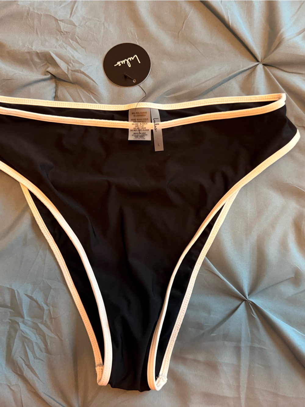 Lulu's Black Bikini Bottom with White Contrast Trim